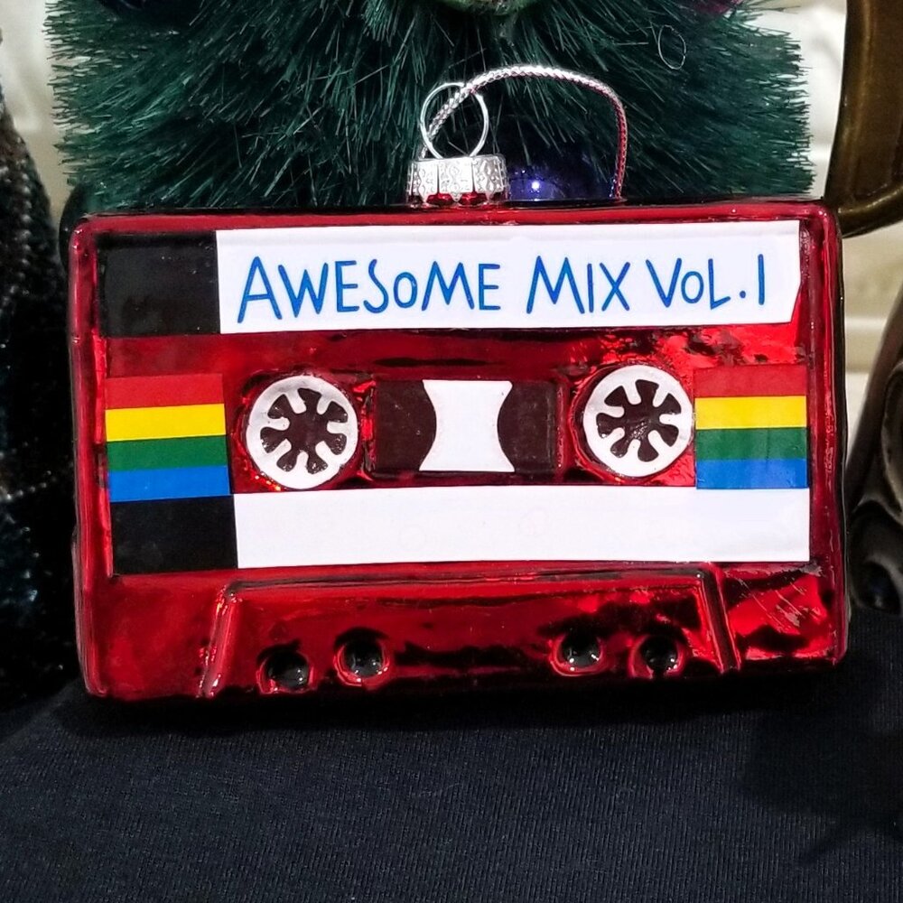 Blown Glass Retro Mix Tape Cassette Christmas Ornament